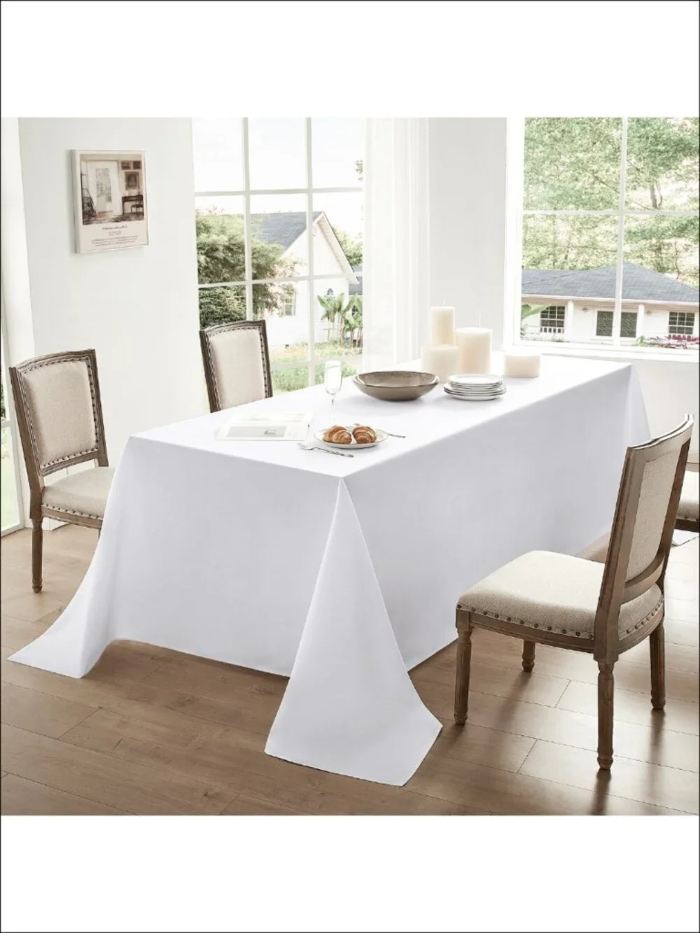 2 Pack Rectangle Tablecloths 90x132 Inch for 6ft Tables Polyester